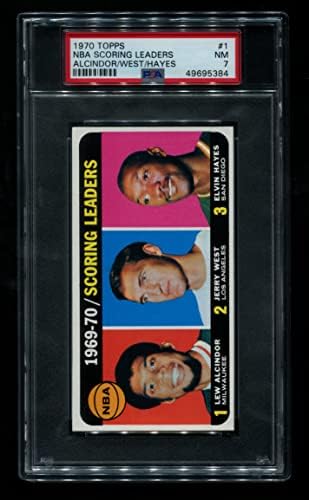 1970 Topps 1 מנהיגים ניקוד Lew Alcindor/Elvin Hayes/Jerry West Milwaukee/Los Angeles/San Diego Bucks/Lakers/Rocket