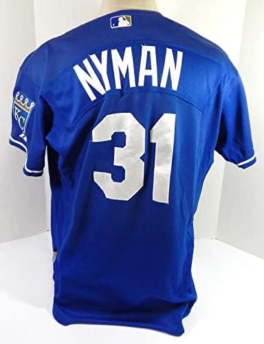 קנזס סיטי רויאלס NYMAN 31 משחק משומש ג'רזי כחול EXT ST BP 48 DP39067 - משחק משומש גופיות MLB