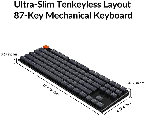 Keychron K1, פריסה ללא טנקי 87 מקשים מקשים אולטרה-קלים בלוטות 'אלחוטית/USB מקלדת משחק מכנית קווי חוט