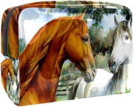 מתנות tbouobt לגברים שקיות איפור נשים שקיות קוסמטיקה קטנות, שמן ציור סוסי בעלי חיים פרח