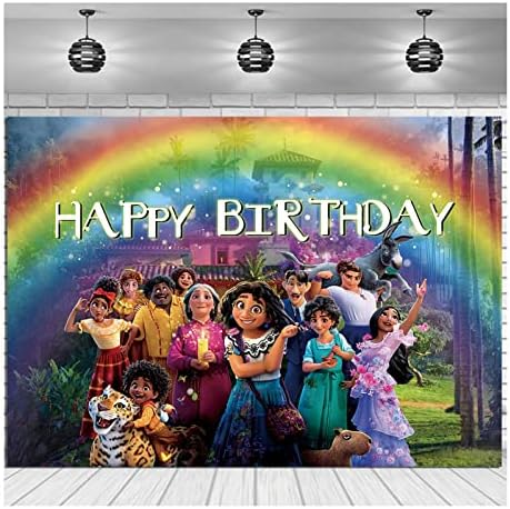 סרט קסם יום הולדת שמח נושא רקע תמונה קריקטורה אנקנטו קשת צילום רקע עבור נסיכת מסיבת עוגת שולחן קישוטי באנר 5 על 3 רגל, 5 על 3 רגל