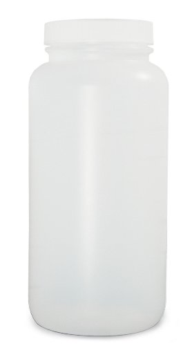 QORPAK PLC-05498 טבעי HDPE פה רחב בקבוק עגול עם 53-400 עיסת מתכת לבנה/כובע מרופד PE, קיבולת 17oz, 71 ממ OD x 152 ממ גובה