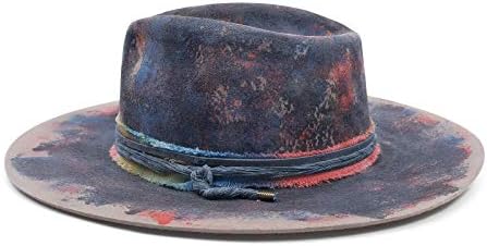 רודיגר רחב ברים פדורה כובעי גברים נשים צמר הרגיש פנמה חוואי כובע עם ברקים לוגו במצוקה/נשרף בעבודת יד