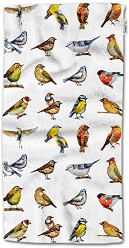 HGOD מעצבת מגבות יד של ציפורים, צבעי מים ציפורים יפות מציירות מגבות ידיים רכות כותנה למטבח אמבטיה מלון מלון מגבות יד 15 x30
