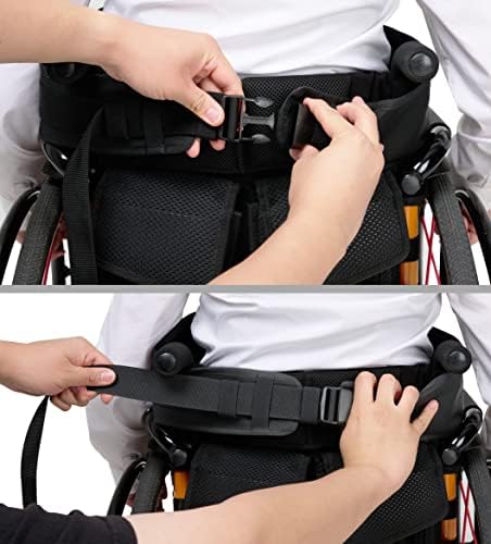 חגורת תמיכה וחגורת בטיחות בכיסא גלגלים עם מארגן כרטיסים, התאמת רצועה יחידה וסגירת סקוטש רחבה