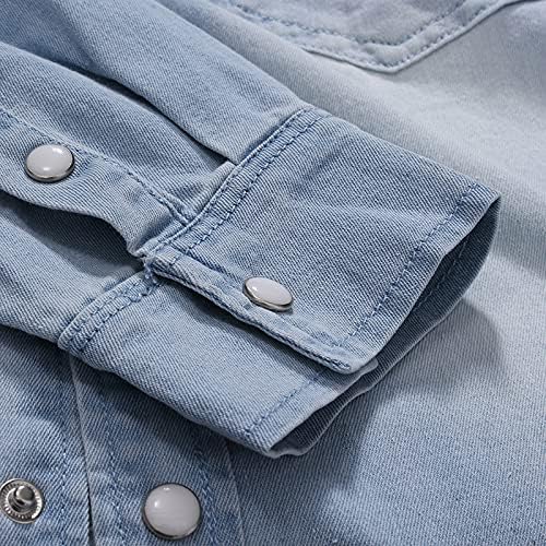 ג'ינס UBST ז'קטים קל משקל חולצות לגברים, 2021 אופנה סתיו רטרו כפתור הצמד למטה חולצות עבודה מזדמנים עם כיסים
