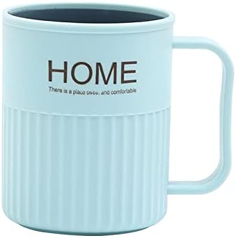 LLDHWX יצירתי כוס שטיפה דו-צבעונית כוס צחצוח כוס שטיפת פה פלסטיק עם ידית כוס מים מעבה מברשת שיניים כוס כוס כוס כחול