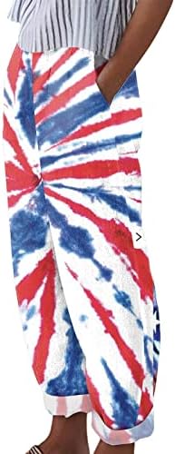 בגדים יפים לנשים נשים של יום עצמאות מזדמן אמריקאי דגל הדפסי מכנסיים בבאגי מכנסיים נשים מקרית