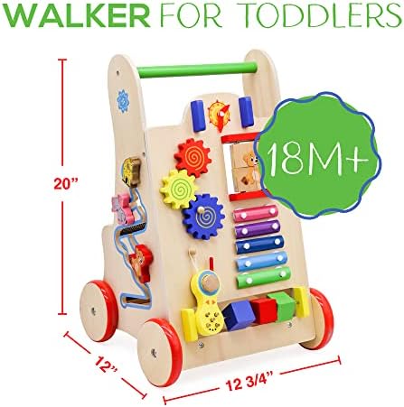 Baby Push Walker - מרכז הפעילות של צעצועי עץ לפעוט - שב כדי לעמוד צעצוע הולך להליכה לתינוקות הלומדים ללכת - ללכת מאחורי עגלה לילדים קטנים 18 חודשים בנים ובנות