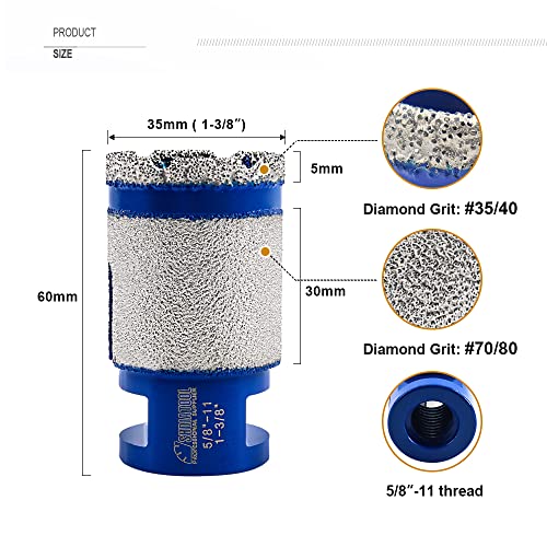 Shdiatool Diamond Drivel Core Bite 1-3/8 אינץ 'טחינה חור מסור על Bevelling Chamfer Forcelain Tile Cerble Granite 35 ממ