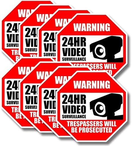 10X מצלמת וידאו מעקב אחר מעקב אזהרה חבילת חפיסת סימני בית - בית חיצוני מקורה מקורה מדבקת האבטחה של האזעקה