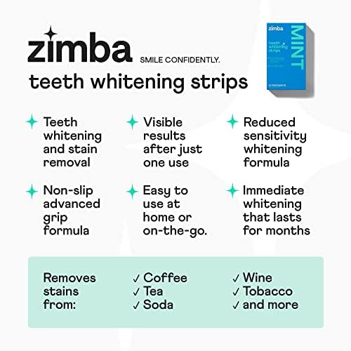 רצועות הלבנת שיניים של זימבה רצועות הלבנת שיניים טבעוניות רצועת הלבנת שיניים בטוחות הלבנת מי חמצן מי חמצן לבנה לקפה, יין, טבק וכתמים אחרים, 28 רצועות, קוקוס