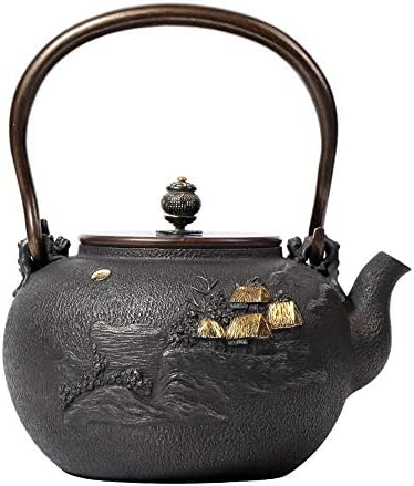 קומקום תה ברזל מוזהב סיר ברזל חשוף בתוך ומחוצה לו טהור טהור בעבודת יד קומקום תה קומקום קומקום, Pibm, ברזל, 21 סמ