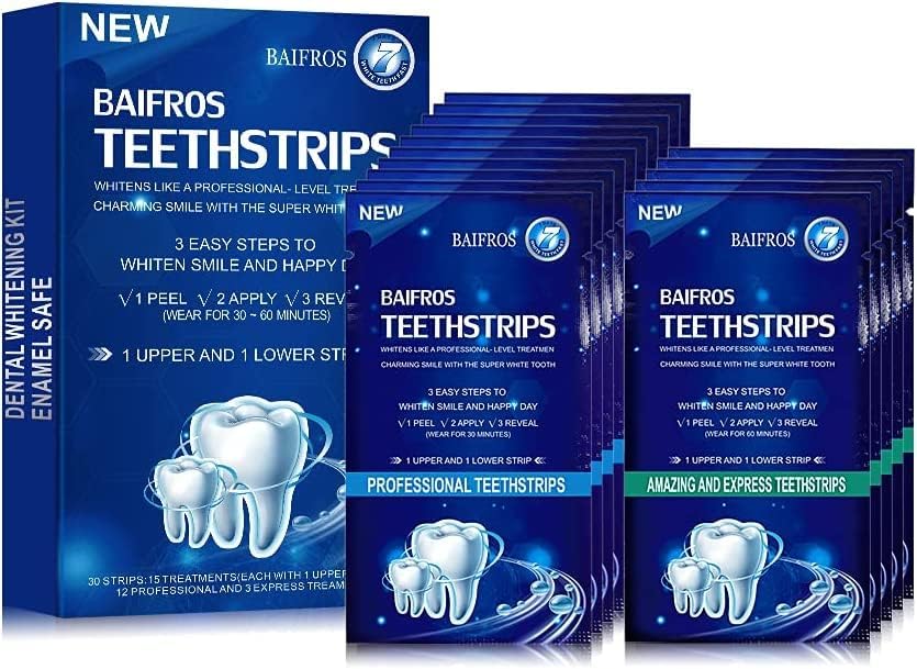 שיניים Baifros שיניים להלבנה, 30 PCS ערכת הלבנת שיניים לשיניים רגישות מסייעת בהסרת עישון כתם יין סודה קפה