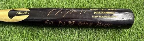 משחק חוסה רמירז קליבלנד גארדיאנס השתמש בעטל פוסט עונה 2022-2 פגיעות חתום - משחק חתימות MLB משומש עטלפים