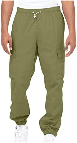 מכנסי מטען Ozmmyan לגברים מכנסיים מוצקים מזדמנים מרובים חיצוניים מכנסיים ארוכים מכנסיים מכנסיים מכנסיים מכנסיים