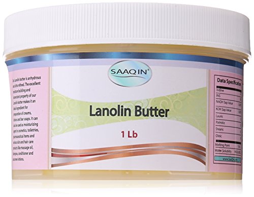 סאקין לנולין טהור - חמאה מעודנת במיוחד 1 ליברות-קרם פטמות - שעוות שפם-מסייע להחיות ולהרטיב עור רגיש. נהדר להכנת שפתון, שיער ועור מוצרים.
