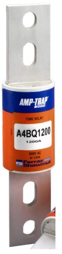 מרסן A4BQ AMP-TRAP 2000 Delay-Delay/Class L Fuse, 600VAC/500VDC, 200KA AC/100KA DC, 1200 אמפר, 2-1/2 קוטר x 10-3/4 אורך