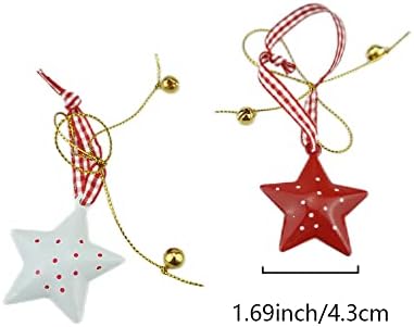 FAZHBARY 4 PCS עץ חג המולד ג'ינגל פעמון כוכב מתכת קישוטי קישוטי מסיבת חג מסיבת עטיפת מתנה