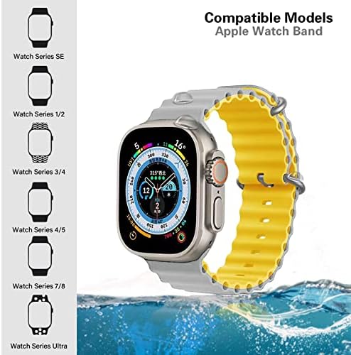 טקראסינג אוקיינוס ​​סיליקון רצועת ספורט רצועת צמיד החלפת צבע שני טון תואם ל- Apple Watch Iwatch Ultra Series 8 7 6 5 4 3 2 1 SE 49 ממ 45 ממ 44 ממ 42 ממ 41 ממ 40 ממ 38 ממ נשים נשים