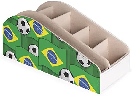 דפוס כדורגל ברזיל דפוס עור PU Control Control Control Box Multi-Functure Desktop מארגן לטלוויזיה מחזיקים מרחוק