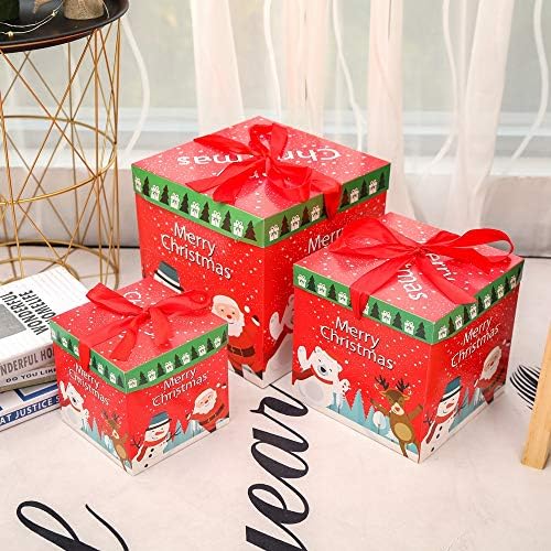 3 חתיכות/סט של קופסת מתנה לקישוט חג המולד DIY קופסת מתנה של סנטה קלאוס איילים איילים שלג קופסת אריזה קופסת קופסת קופסת