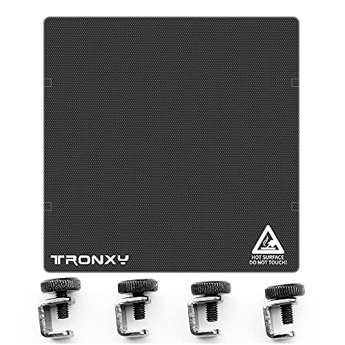 Tronxy X5SA/X5SA Pro מיטת זכוכית משודרגת משודרגת מדפסת תלת מימד פלטפורמת זכוכית מיטה מחוממת לבנות צלחת זכוכית מחוסמת משטח למדפסת תלת ממד, 330x330 ממ עם 4 קליפים, חלקי הדפסת תלת מימד