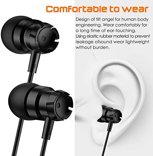 2 חבילות אוזניות אוזניות עם מרחוק ומיקרופון ומארז, מציאת רעש סטריאו באוזניות בבידוד סבך בחינם ל- iOS ואנדרואיד, מתאים לכל מכשיר הממשק 3.5 ממ- שחור ולבן