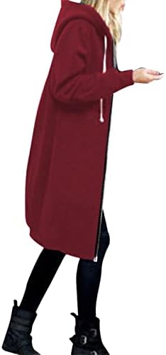 מעילי קפוצ'ונים ארוכים של ווקאצ'י לנשים, סתיו טוניק בתוספת מעילי צמר בגודל סרכיטש סווטשירט סרוג קפוצ'ונים