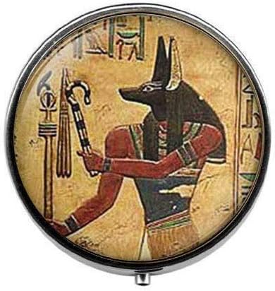 אנוביס גלולת תיבת סוכריות תיבת מצרי אדון העולם התחתון מצרי תכשיטי בציר קסם זכוכית תכשיטי תמונה