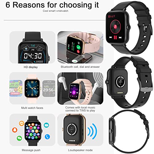 Watch Smart, 2022 החדש ביותר 1.7 ב- HD LCD Bluetooth שעונים חכמים עבור טלפונים אנדרואיד ואייפון לגברים נשים, גשש כושר עם שיחה/טקסט/SPO2/דופק/צג שינה