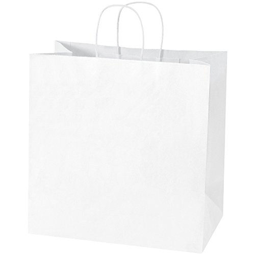 שקיות קניות נייר אספקת חבילה עליונה, 13 איקס 7 איקס 13, לבן