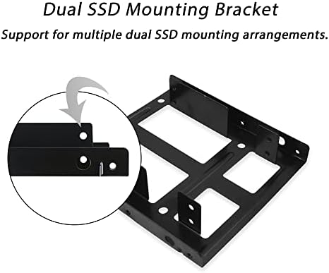 תושבת הרכבה של Yaodhaod כפול SSD, מתאם כונן קשיח פנימי של 2.5 עד 3.5, SSD HDD Drive Bays ערכת מחזיק הרכבה מתכתית