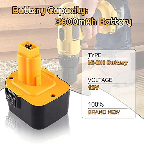 Zuliati שודרג 3600mAh Ni-MH סוללה תואמת עם Dewalt 12V סוללה XRP DC9071 DW9072 DW9071 DW953 DE9037 DE9071 DE9072 DE9074 DE9075 397745-01 152250-27 כלים אלחליים 2 חבילה 2 חבילה 2