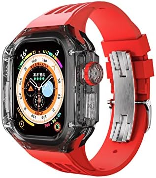 מקרה שקוף יוקרתי של KGDHB עבור Apple Watch Ultra 49mm Mod Kit Fluororubber Sport Strap להקה עבור IWatch 8 Pro Ultra Chodification ערכה