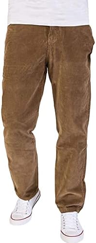 מכנסי קורדרוי רגליים ישרות לגברים רטרו קלאסי דק מתאים מכנסיים קדמיים שטוחים מזדמנים מכנסיים רופפים עבים וינטג'