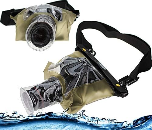 Navitech צהוב DSLR SLR עמיד למים מארז דיור מתחת למים/כיסוי שקית שקית יבש תואמת ל- Canon EOS 200D