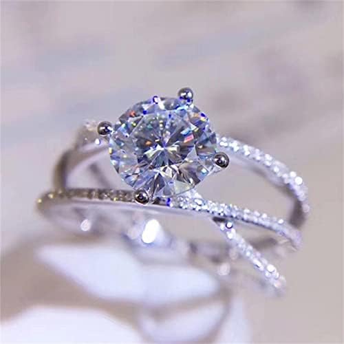 יהלומי קלאסי זירקון טבעת אירוסין טבעת ארבעה-כפול-עטוף צמיד נשי אמיתי טבעות לנשים