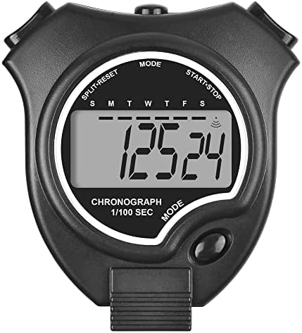 Sports Digital Stopwatch על ידי Tvorvik, תצוגה גדולה, 1/100 שניות דיוק, פונקציות תאריך ושעון מעורר, מתאימות למאמן, שופט, כושר, אימונים