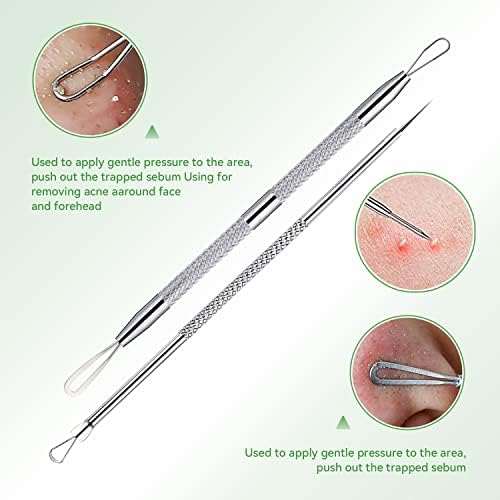 ערכת כלים של Pimple Popper, כלי מסיר Blackhead 5 PCS כלי מחלץ Blackhead for Face comedone zit zit Acne Whitehead Bemish, סט מיצוי נירוסטה