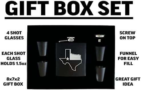טקסס מדינת דגל מתאר נירוסטה בקבוקון פרימיום התאגרף מתנת סט מט שחור מתנה נהדרת בשבילו אבא אב טקסני טקסס