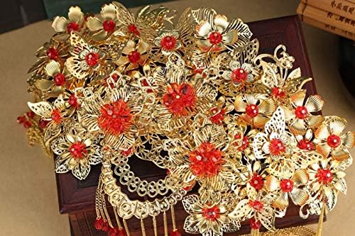 בציר סיני סגנון קלאסי תכשיטי מסורתי כלה כיסוי ראש חתונת אקססורי לשיער הזהבה עטרה בארה ' ב