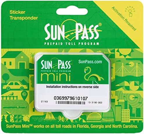 משדר ישיר SunPass Mini מדבקה עבור פלורידה אגרה, W/בעל רישום - גרסה חדשה