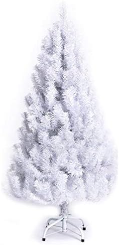 ZPEE לבן PVC עץ חג המולד, עץ חשוף מלא מלאכותי עם מתכת עמד