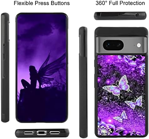 Ook Google Pixel 7 Case Glitter Purple Puttleply Nebula Design PC HARD PC+TPU רך פגוש אנטי-החלקה אולטרה דק כיסוי דק מארז אטום הלם לפיקסל 7,2022