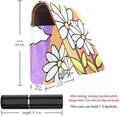 איפור שפתון מקרה מחזיק מיני תיק נסיעות קוסמטי פאוץ, ארגונית עם מראה עבור מחוץ שושבינה מתנת מסיבת חתונת ארנק, קשת דייזי פרח אביב