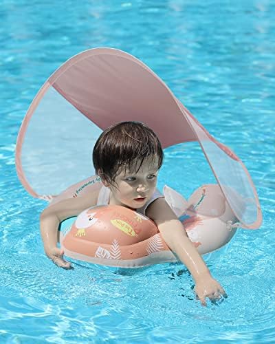 משלוח שחייה תינוק תינוקות בריכה לצוף עם שמש חופה גודל השתפר מתנפח ברבור תינוק לצוף עם ספוג בטיחות תחתון תמיכה מים צעצועים לשחות מאמן עבור גיל של 3-72 חודשים
