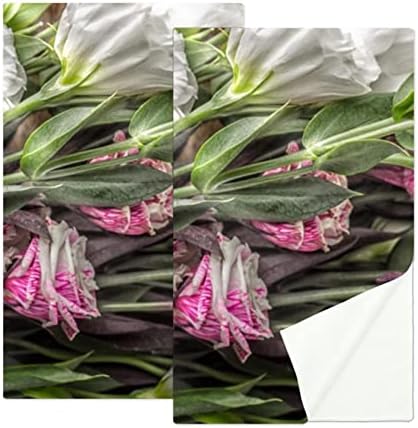 GUEROTKR 2 PCS, מגבת יוגה, מגבות כושר, מגבות אימון לחדר כושר, מגבת זיעה, דפוס צמח פרחי צבעי מים
