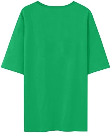 חולצות סנט פטריק לנשים ירוקות מזל טוב שמרוק חולצות אופנה מזדמנת שרוול קצר שרוול צוואר צווארון צמרות