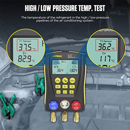 קירור מד סעפת דיגיטלי מד HVAC טמפרטורת ואקום טמפרטורת בדיקת דליפת דליפה לבדיקת שמירה על מזגן, מקרר
